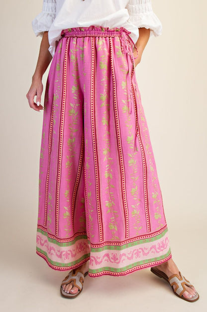 Easel Candy Pink Border Stripe Pants