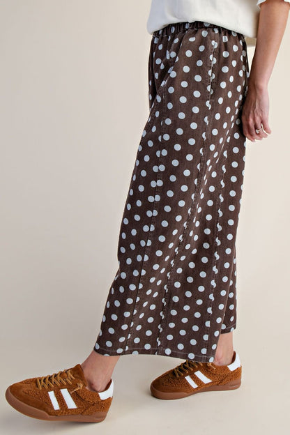 Easel Brown Polka Dot Wide Leg Pants