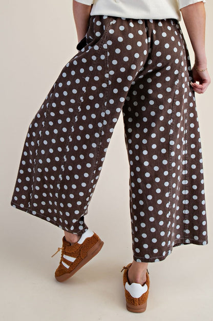 Easel Brown Polka Dot Wide Leg Pants