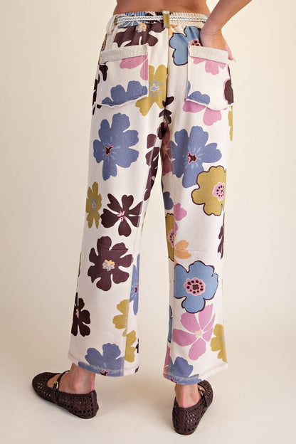 Easel Khaki Floral Print Pants