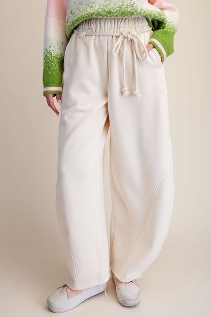 Easel Ivory Barrel Pants