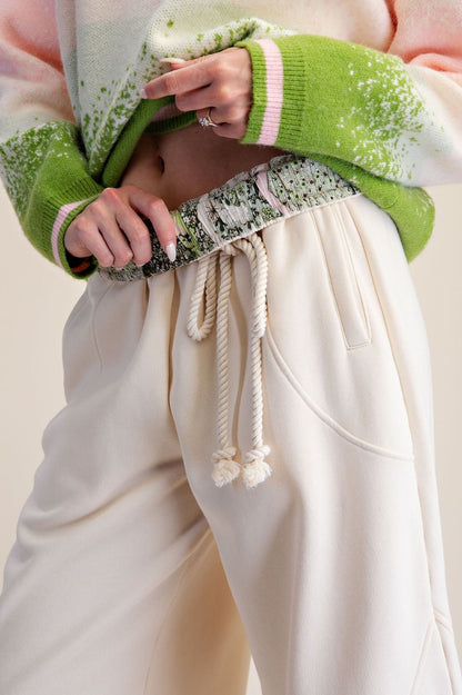 Easel Ivory Barrel Pants