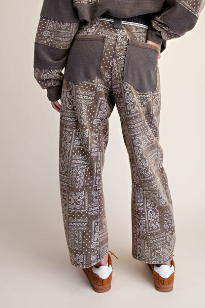 Easel Ash Bandana Print Barrel Pants
