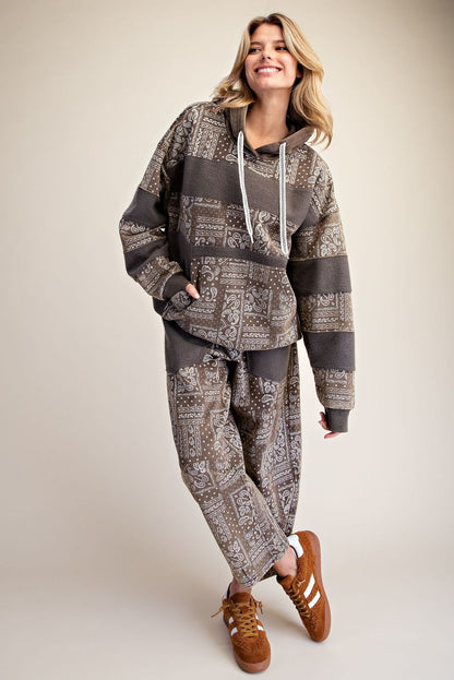 Easel Ash Bandana Print Hoodie