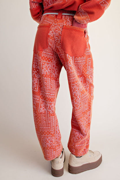 Easel Red Bandana Print Barrel Pants