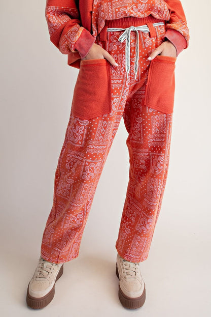 Easel Red Bandana Print Barrel Pants