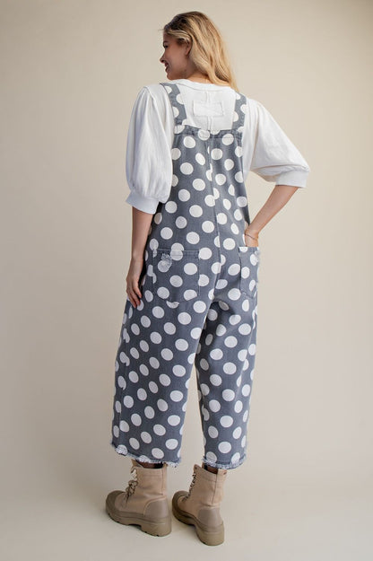 Easel Grey Polka Dot Overalls
