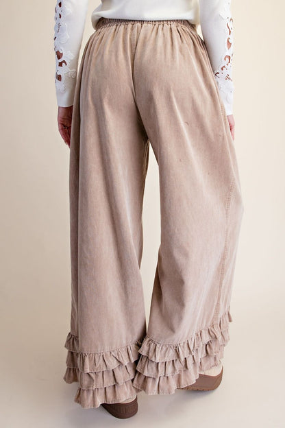 Easel Khaki Ruffle Baby Corduroy Pants