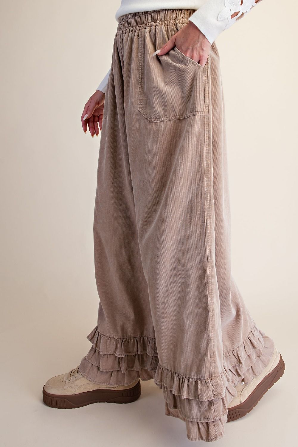 Easel Khaki Ruffle Baby Corduroy Pants