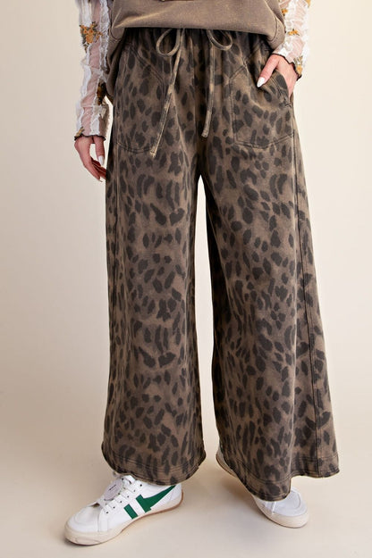 Easel Faded Olive Animal Print Pants