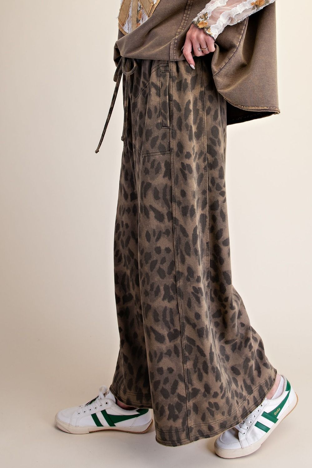 Easel Faded Olive Animal Print Pants