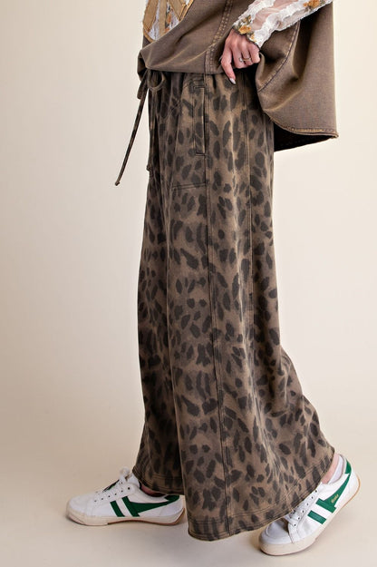 Easel Faded Olive Animal Print Pants