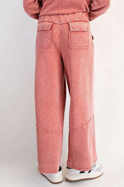 Easel Boho Red Textured Thermal Pants