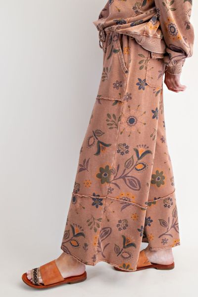 Easel Mocha Mousse Floral Print Pants