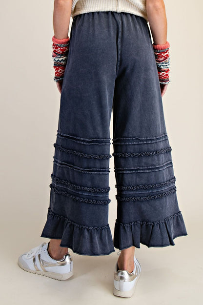 Easel Midnight Blue Ruffle Pants