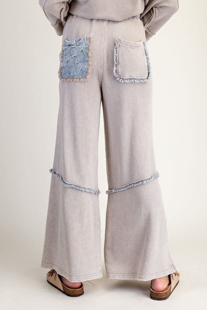 Easel Ash Star Patch Washed Terry Pants