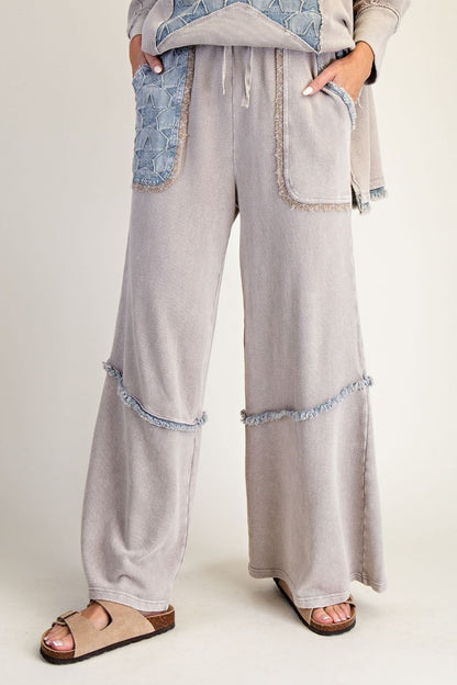 Easel Ash Star Patch Washed Terry Pants