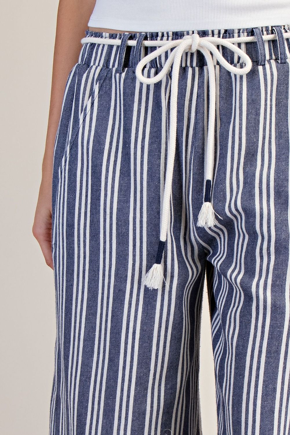 Easel Blueberry Stripe Linen Pants