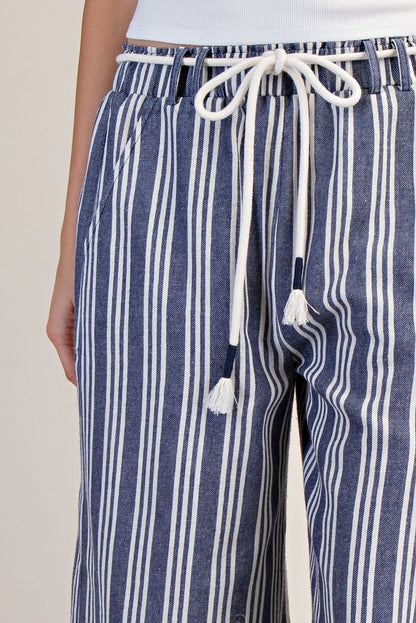 Easel Blueberry Stripe Linen Pants