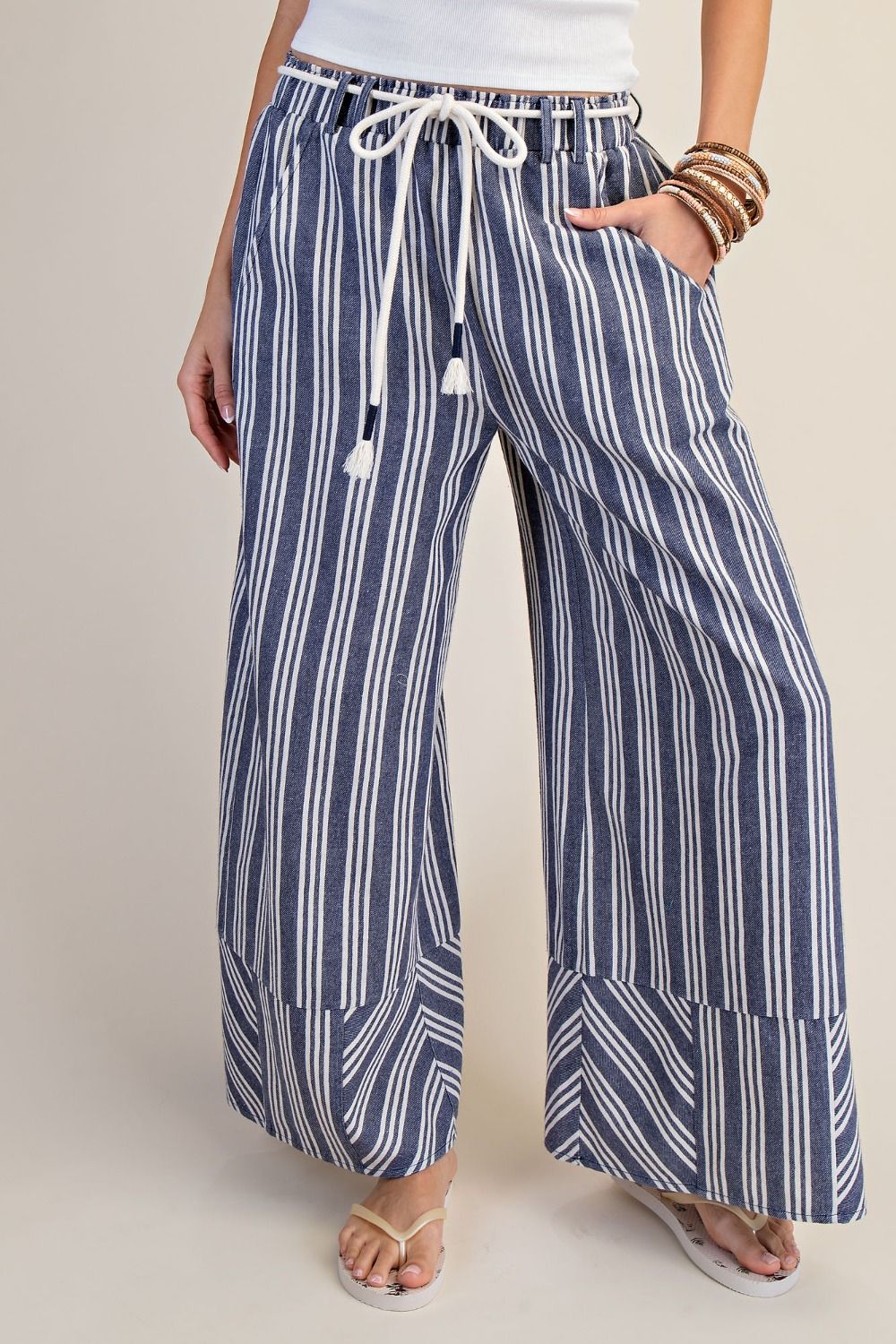 Easel Blueberry Stripe Linen Pants