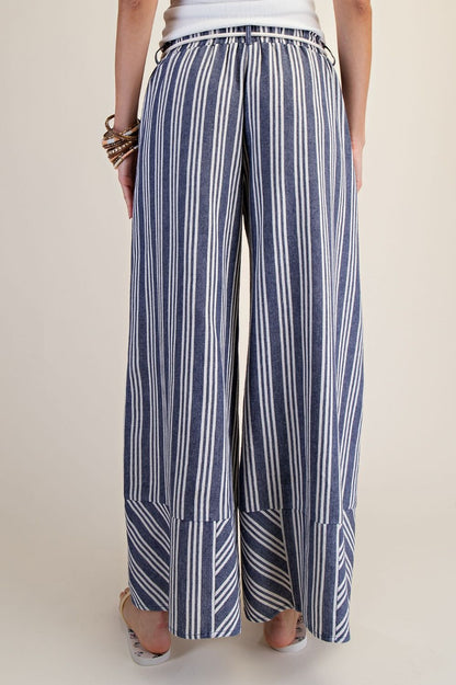 Easel Blueberry Stripe Linen Pants