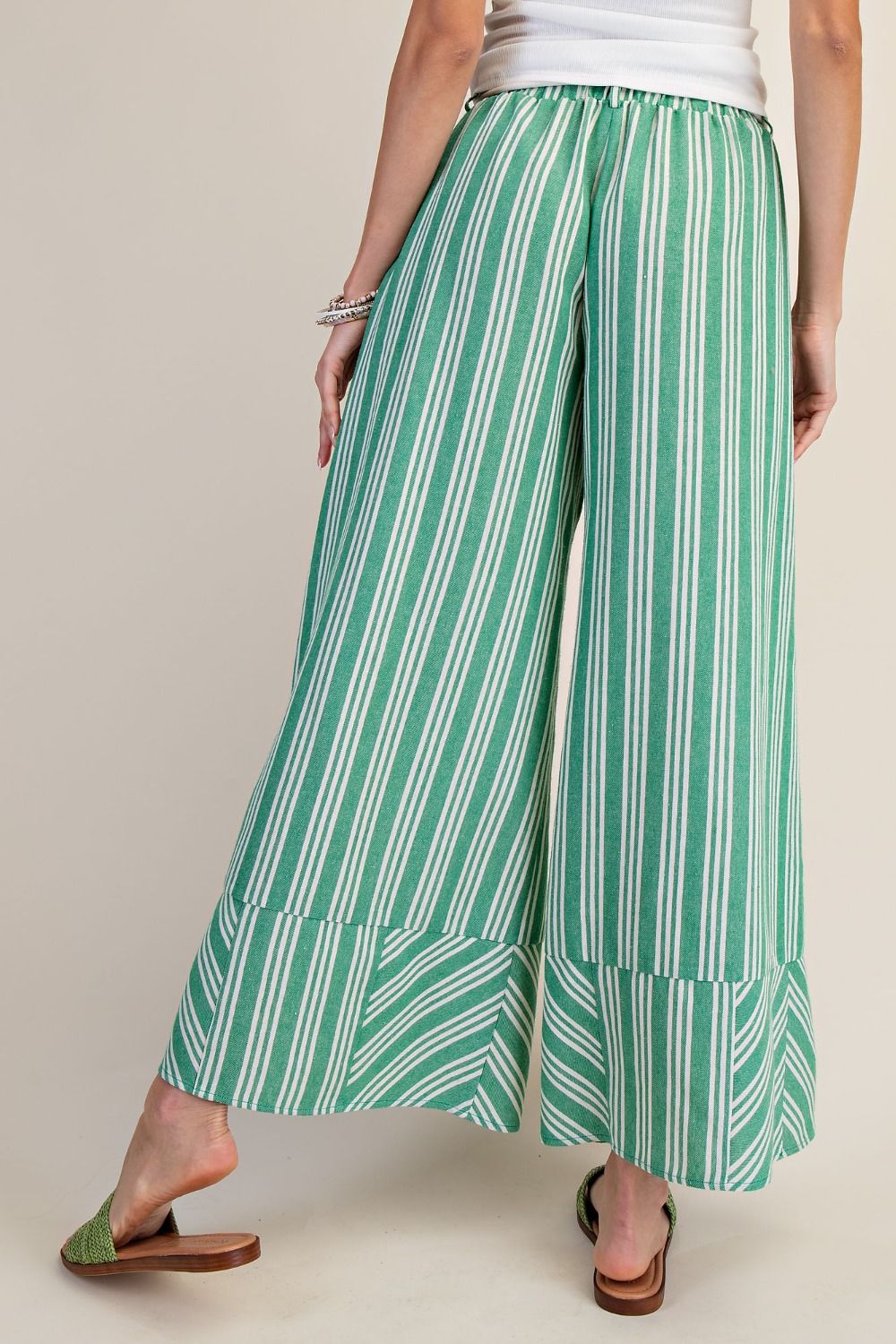 Easel Green Stripe Linen Pants