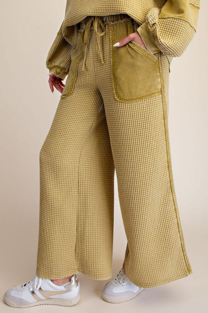 Easel Green Tea Thermal Knit Pants