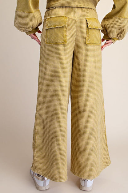 Easel Green Tea Thermal Knit Pants