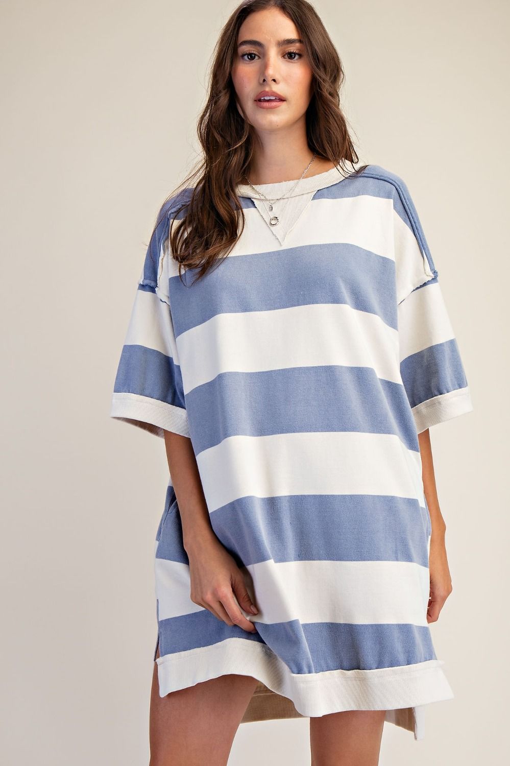 Easel Blue Striped Dress