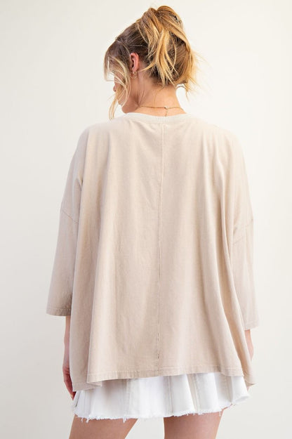 Easel Star Patch Boxy Top Khaki