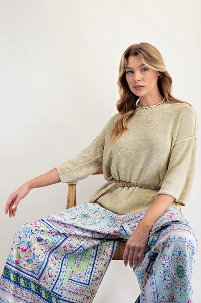 Easel Matcha Latte Knit Sweater Top