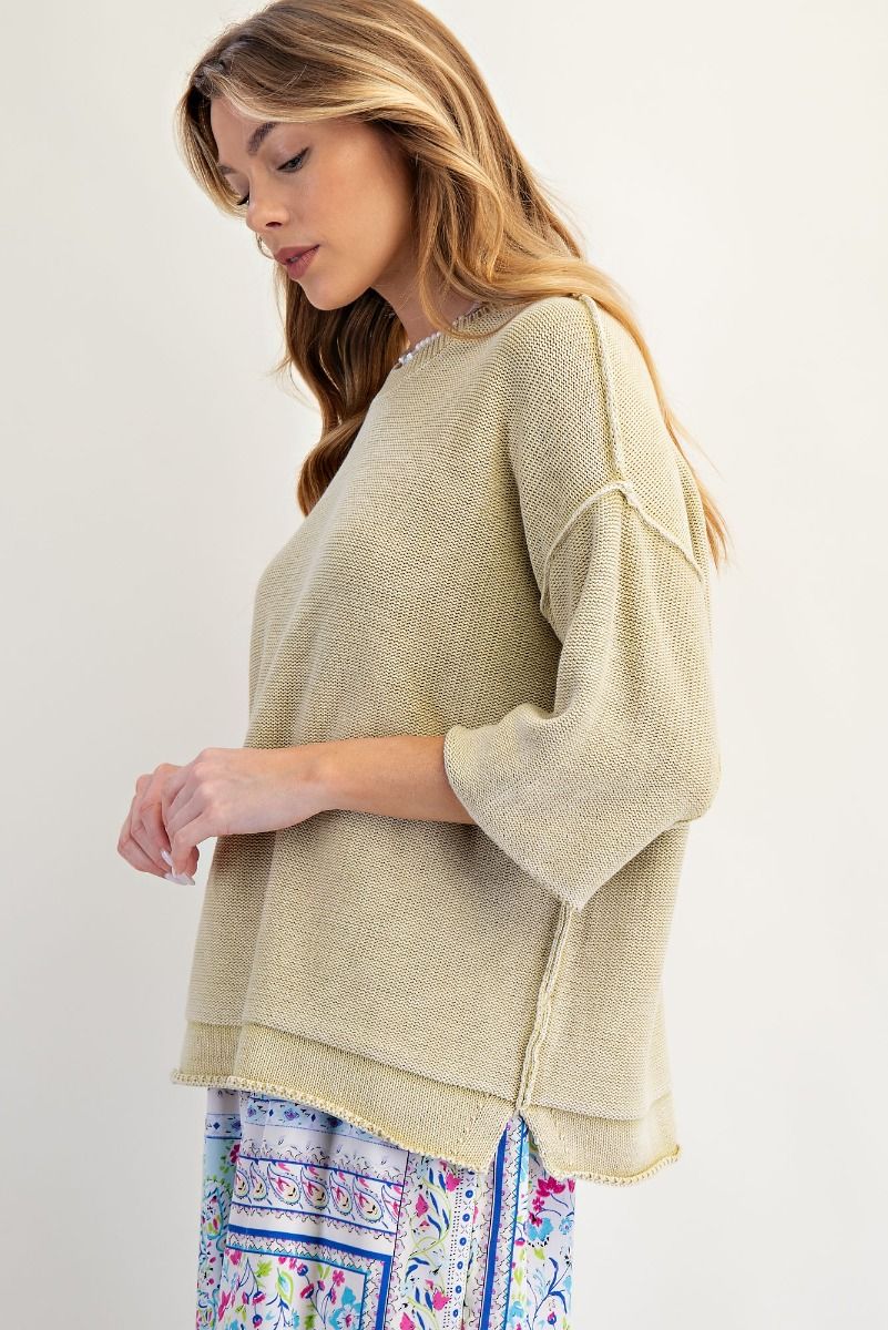 Easel Matcha Latte Knit Sweater Top