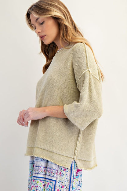 Easel Matcha Latte Knit Sweater Top