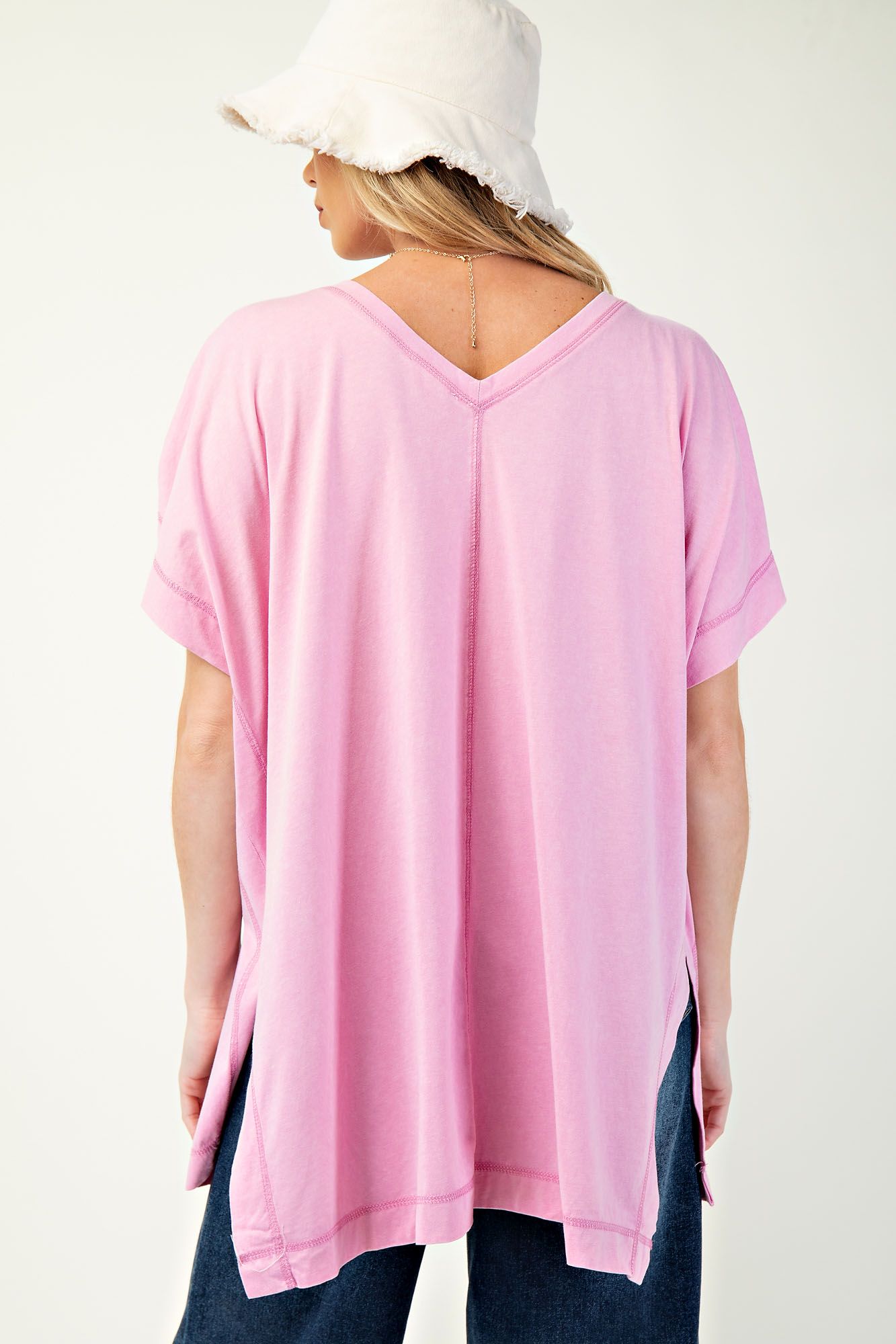 Easel Flower Peace Patch Knit Top Malibu Pink