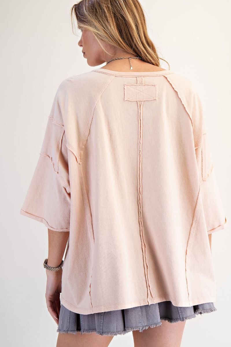 Easel Peach Love Patch Boxy Top