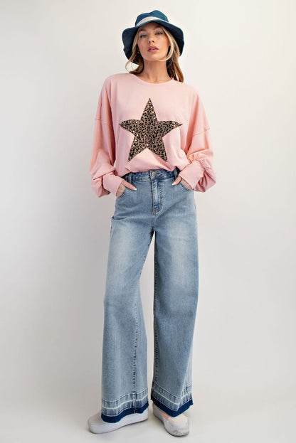 Easel Cheetah Print Star Top