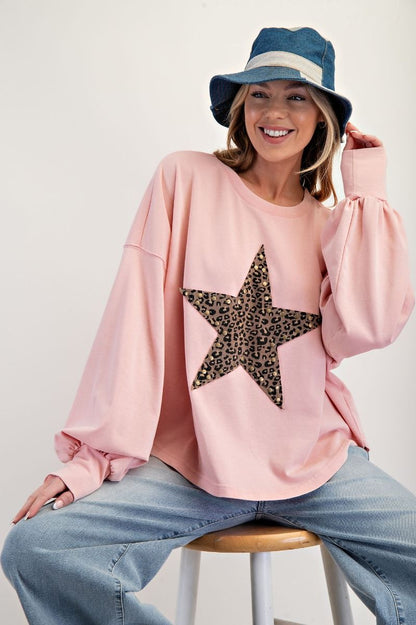Easel Cheetah Print Star Top