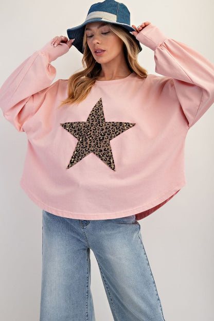 Easel Cheetah Print Star Top