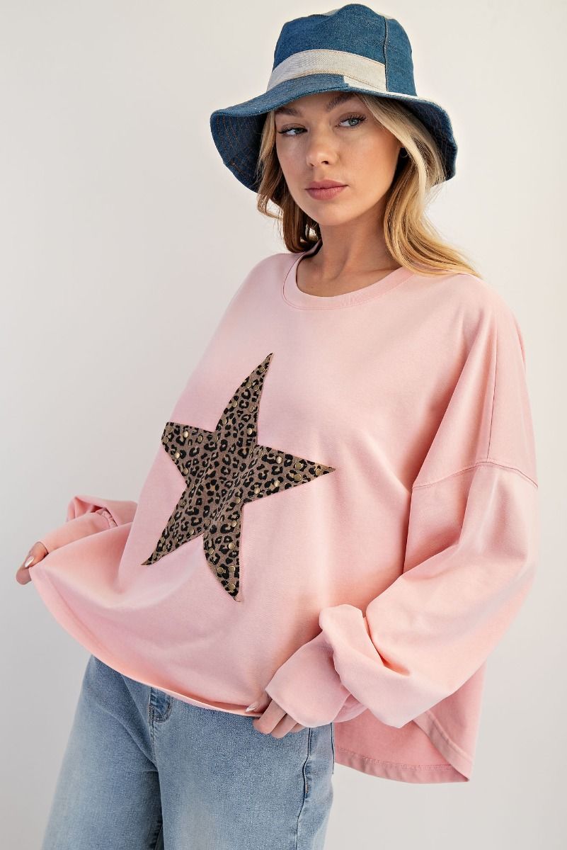 Easel Cheetah Print Star Top