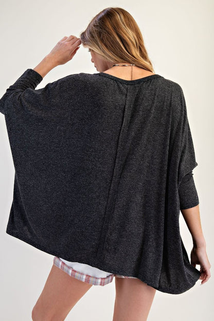 Easel Peace Patch Long Sleeve Top Black