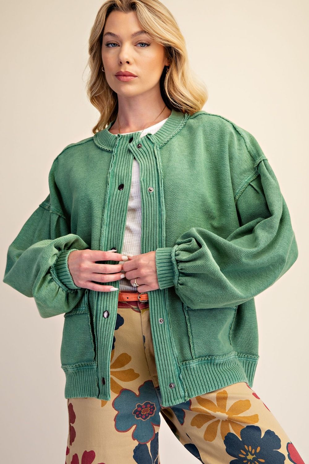 Easel Green Button Down Jacket