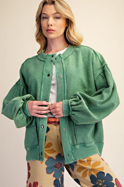 Easel Green Button Down Jacket