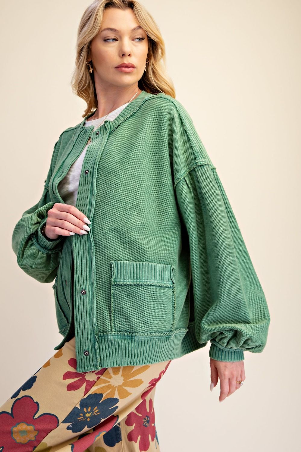 Easel Green Button Down Jacket