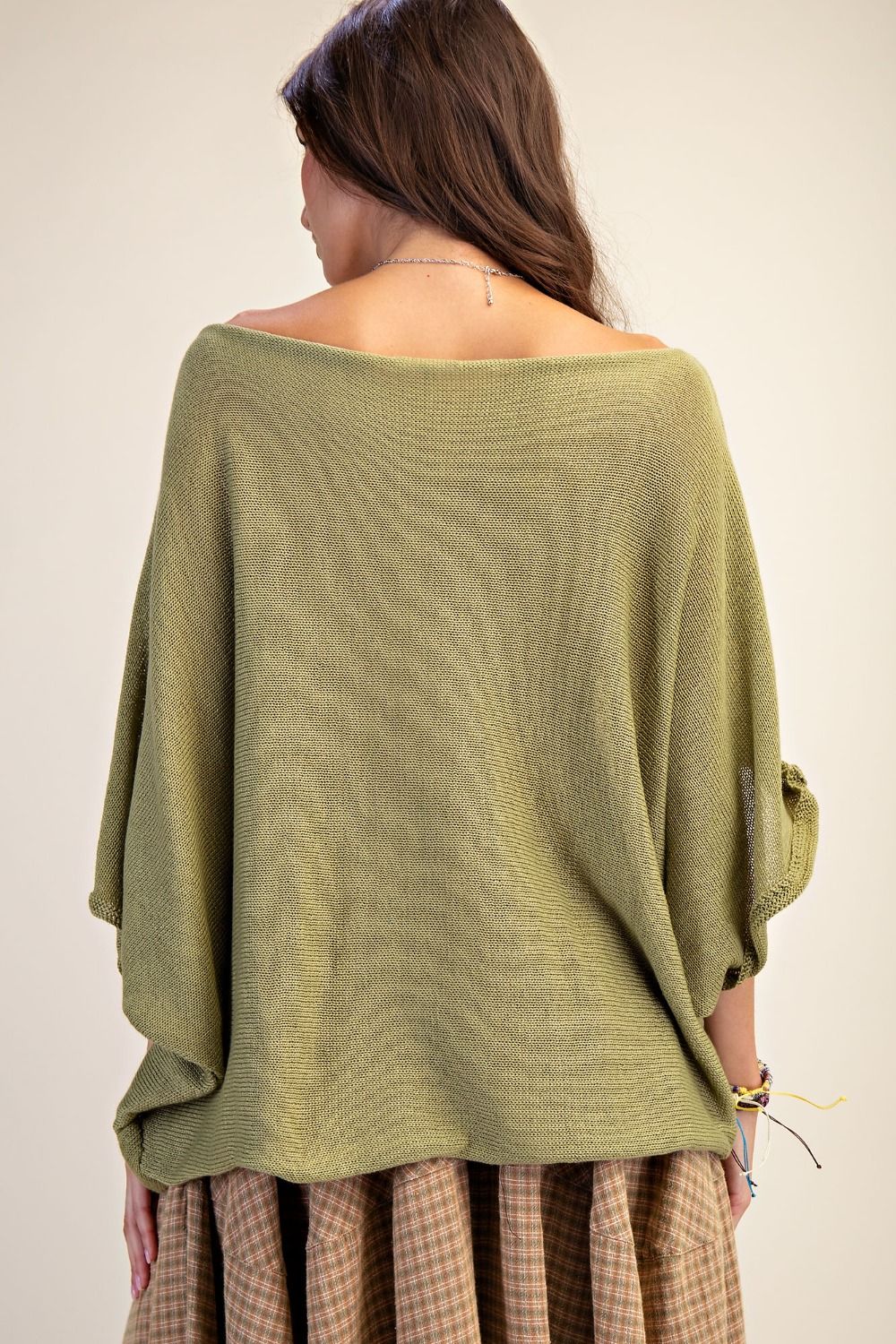 Easel Olive Boat Neck Knitted Sweater