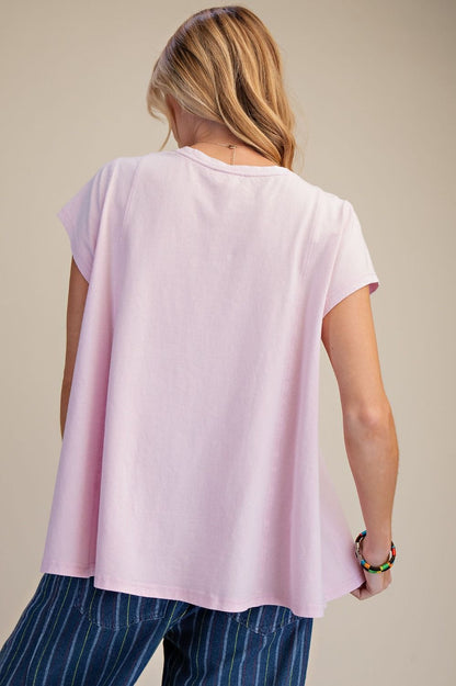 Easel Cotton Pink Cotton Top