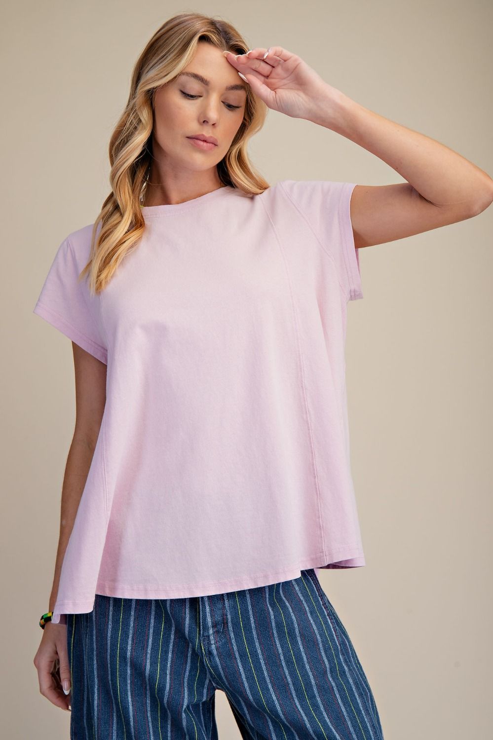 Easel Cotton Pink Cotton Top