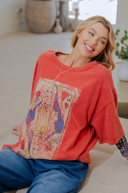Easel Boho Red Queen of Heart Tee