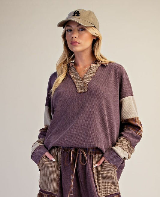 Easel Mocha Plaid Thermal Top