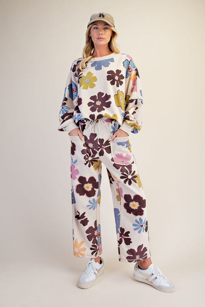 Easel Khaki Floral Print Pants