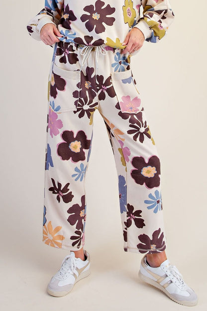 Easel Khaki Floral Print Pants